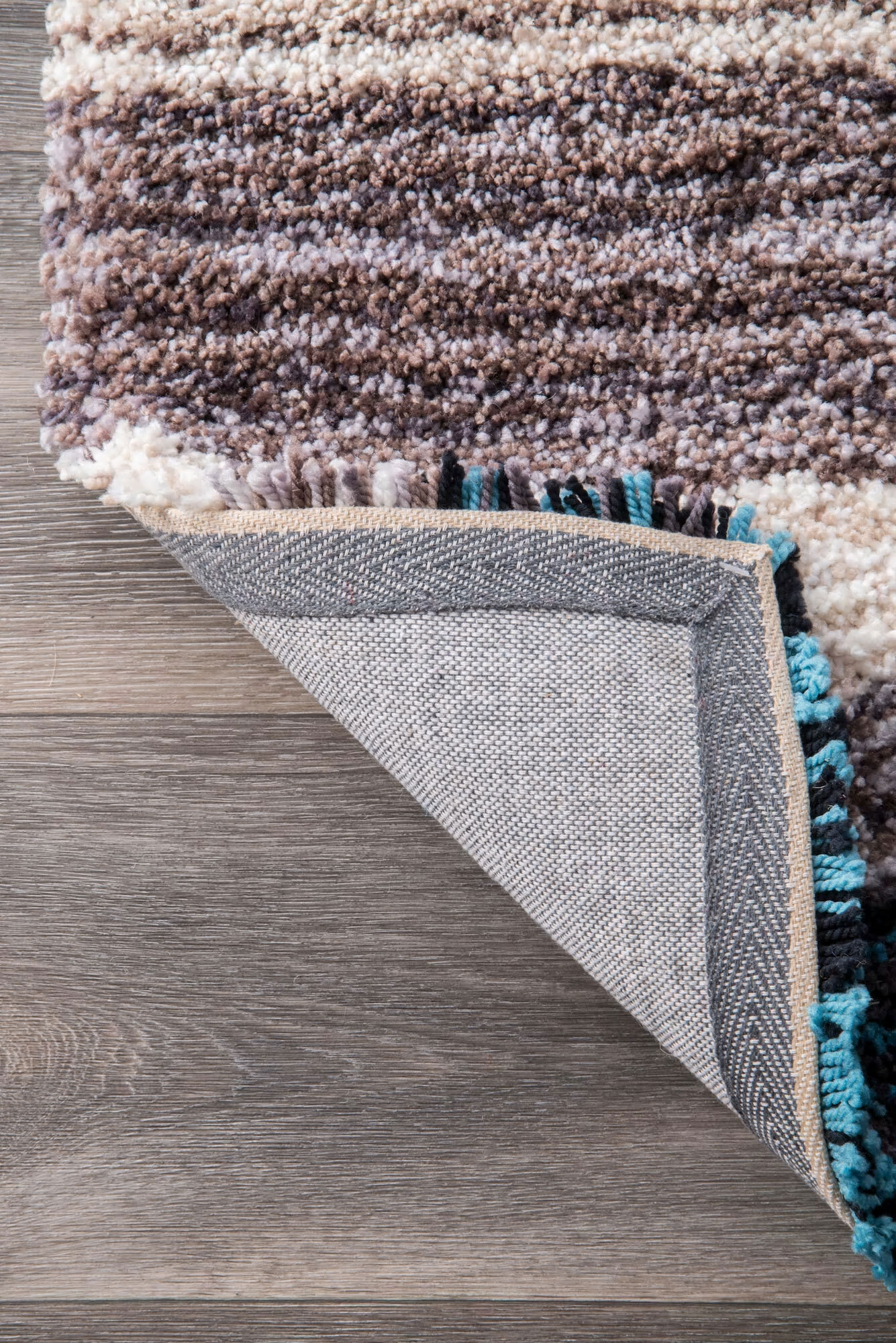 Symphony Striped Blue Shaggy Rug