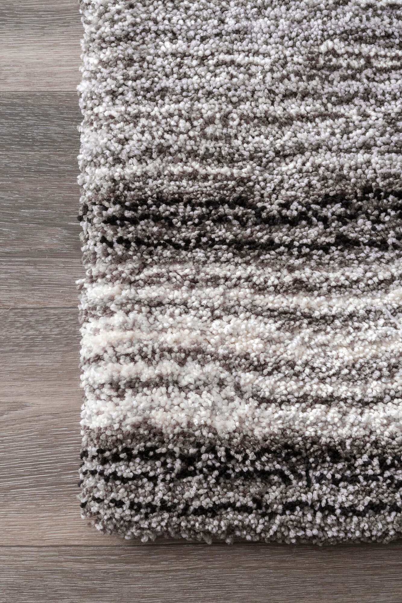 Symphony Grey Striped Shag Rug