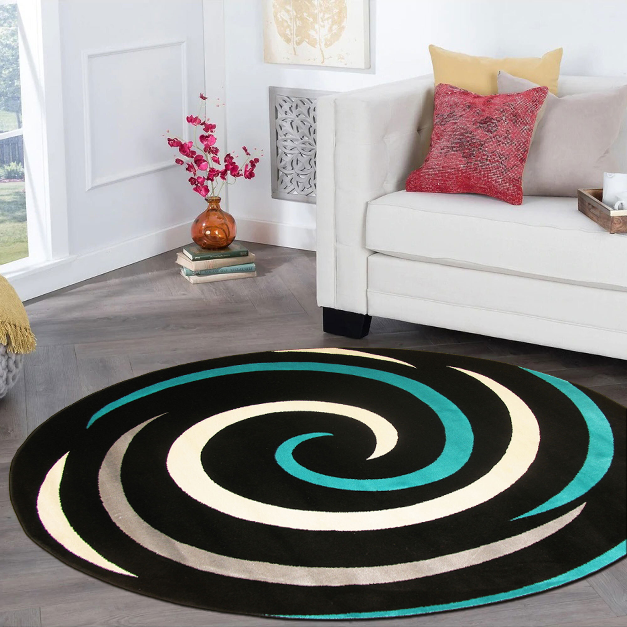 Large View Sky Modern Swirl Pattern Rug