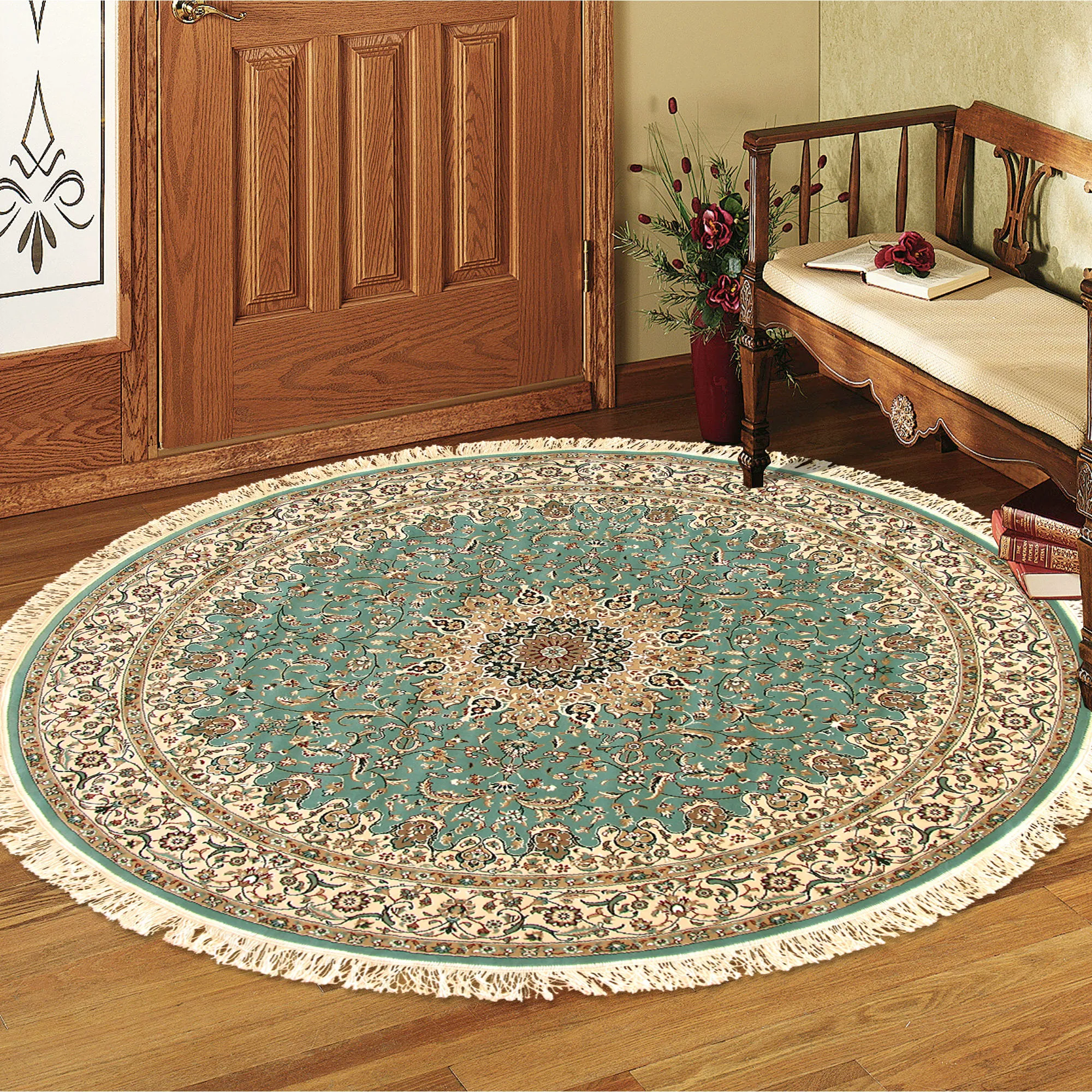 Tapis Blue Traditional Fringed Rug