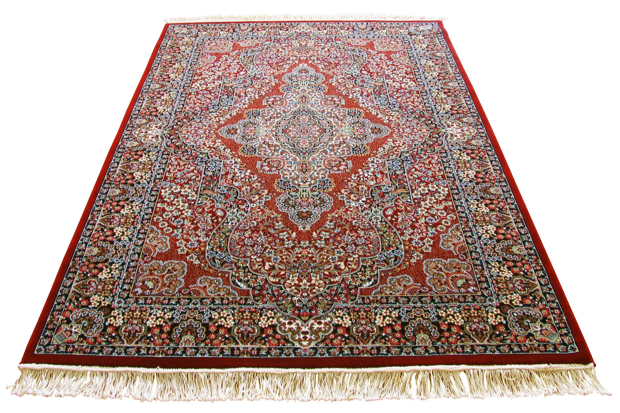 Tapis Red Traditional Fringed Rug