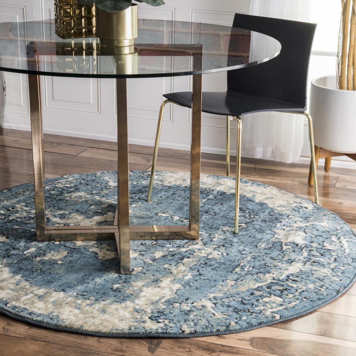 Una Blue Medallion Faded Rug