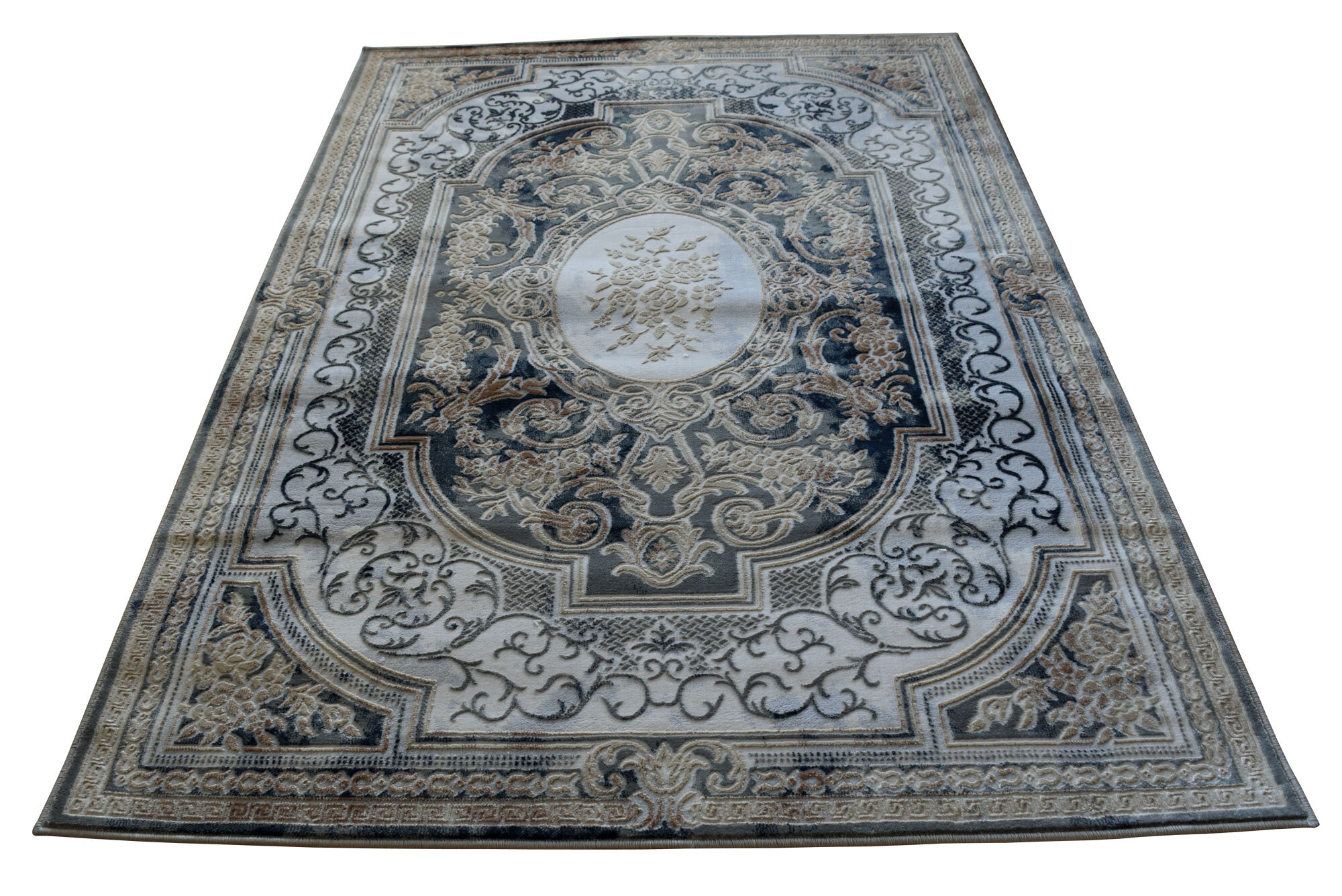 Large View Valentino Black French Floral Rug