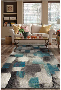 Adobe  Blue Square Pattern Rug