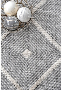 Aroma Grey Moroccan Fringed Rug