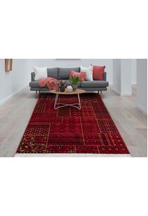 Red Tribal Afghan Patchwork Rug