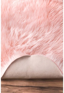 Fluffy Pink Fur Faux Sheepskin Rug
