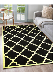 Gil Modern Black Trellis Rug