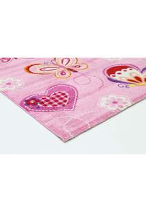 Hello Soft Pink Butterfly Kids Rug
