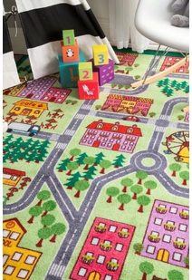Kids Country Town Car Road Rug