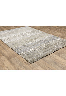Kupa Beige Striped Shaggy Rug