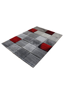 Lucia Red Square Pattern Rug