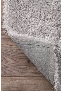 Liam Thick Plain Shaggy Silver Rug