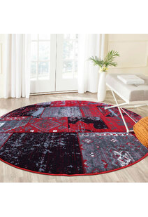 Paris Carved Red Patchwork Rug