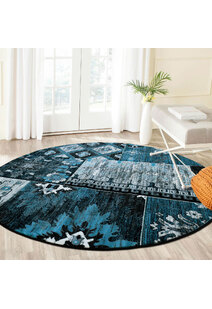 Paris Carved Blue Patchwork Rug