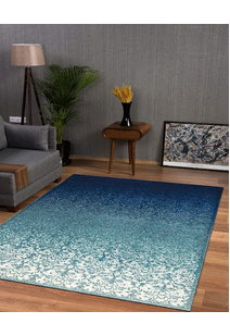 Roma Blue Transitional Floral Rug