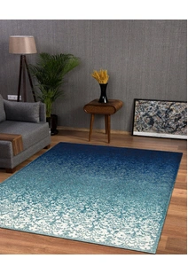 Roma Blue Transitional Floral Rug