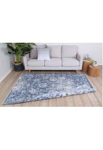 Ryan Blue Distressed Floral Rug