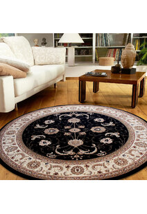 Star Black Traditional Oriental Rug