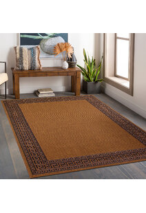 Storm Tan Greek Key Border Rug