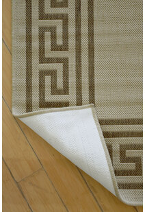 Soleil Beige Greek Key Border Rug