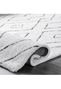 Symphony Moroccan White Shag Rug