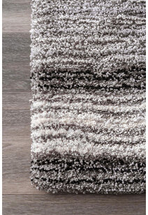 Symphony Grey Striped Shag Rug