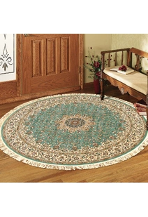 Tapis Blue Traditional Fringed Rug
