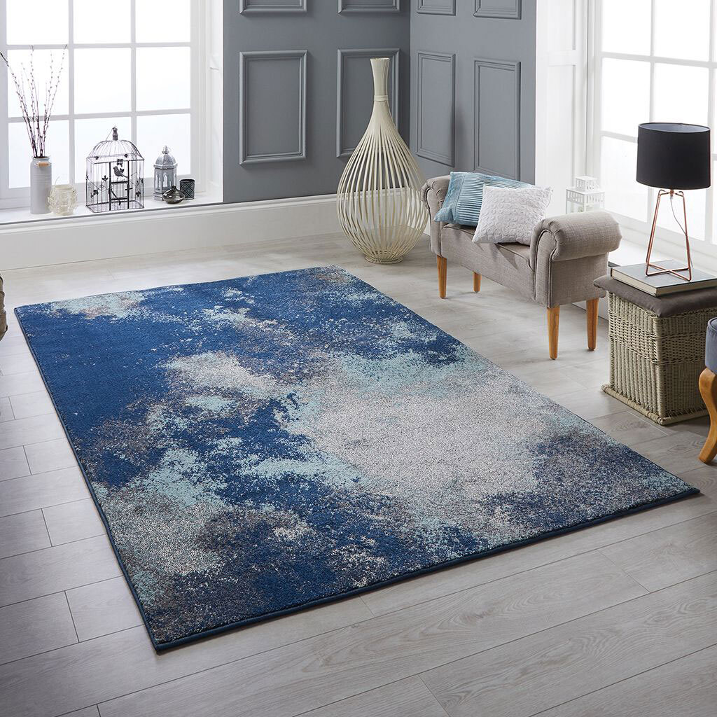 Large View Alex Modern Blue Abstract Rug