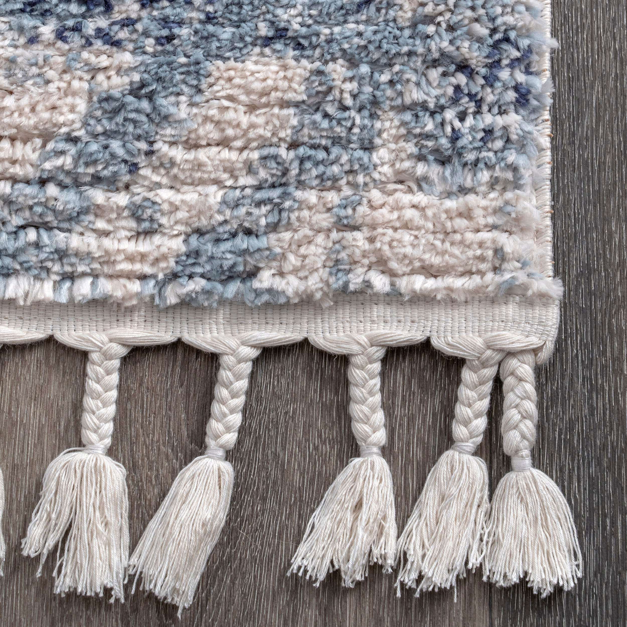 Large View Amara Blue Moroccan Tassel Rug