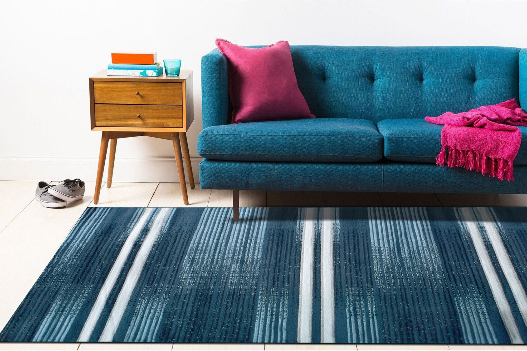 Atlanta Blue Modern Striped Rug