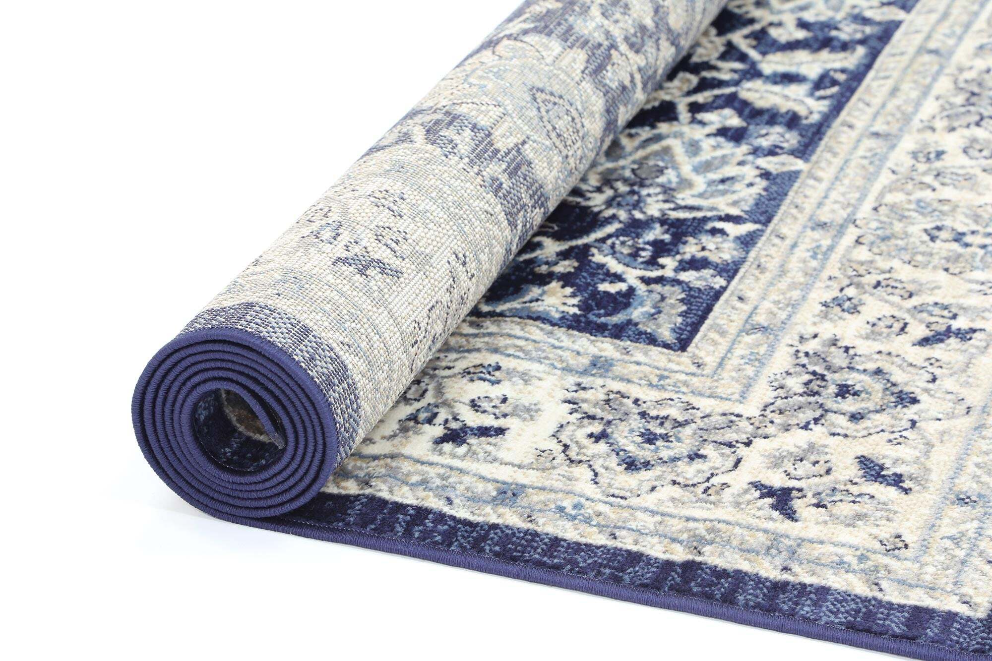 Alfred Blue Traditional Border Rug