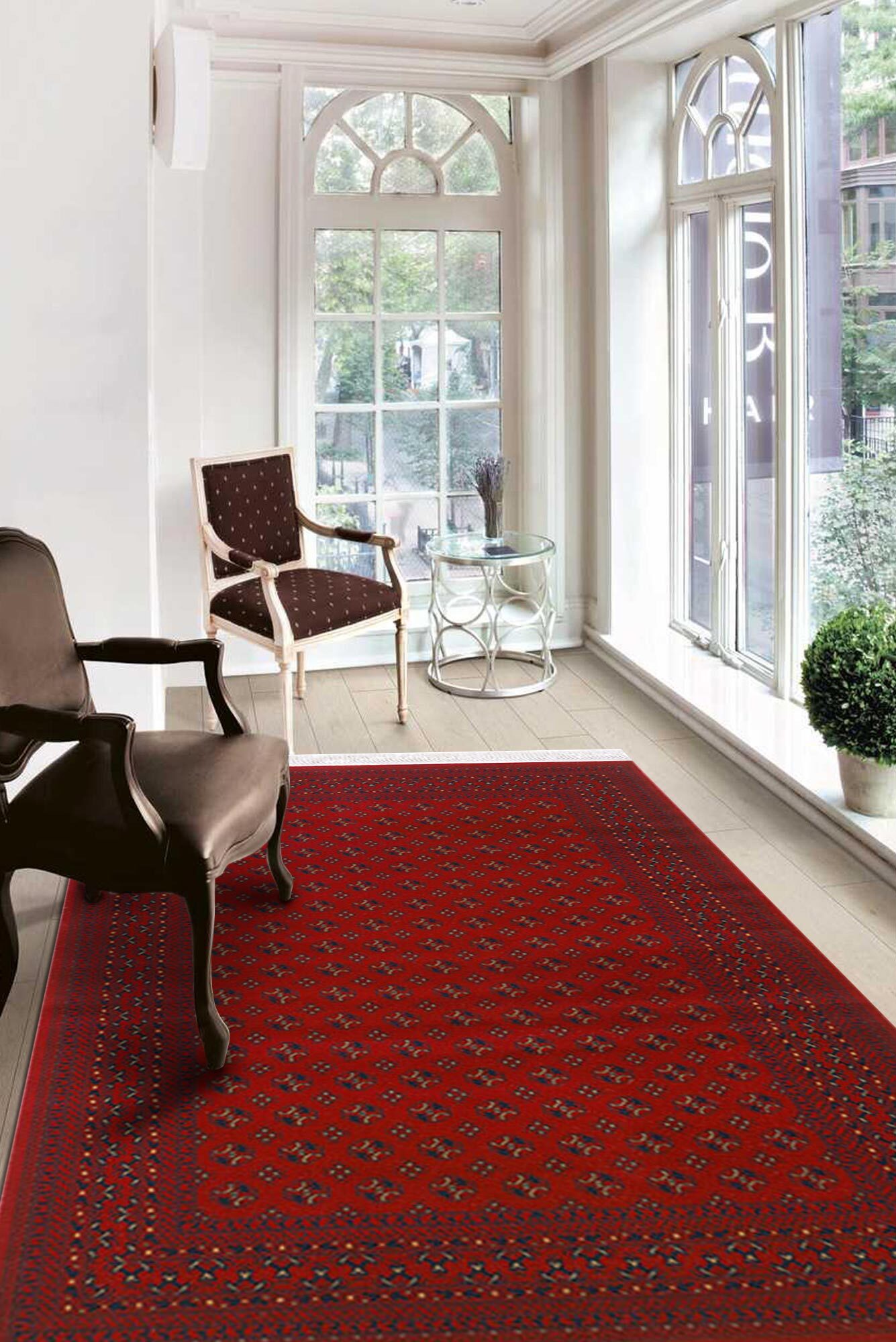 Large View Red Afghan Tribal Geometric Rug