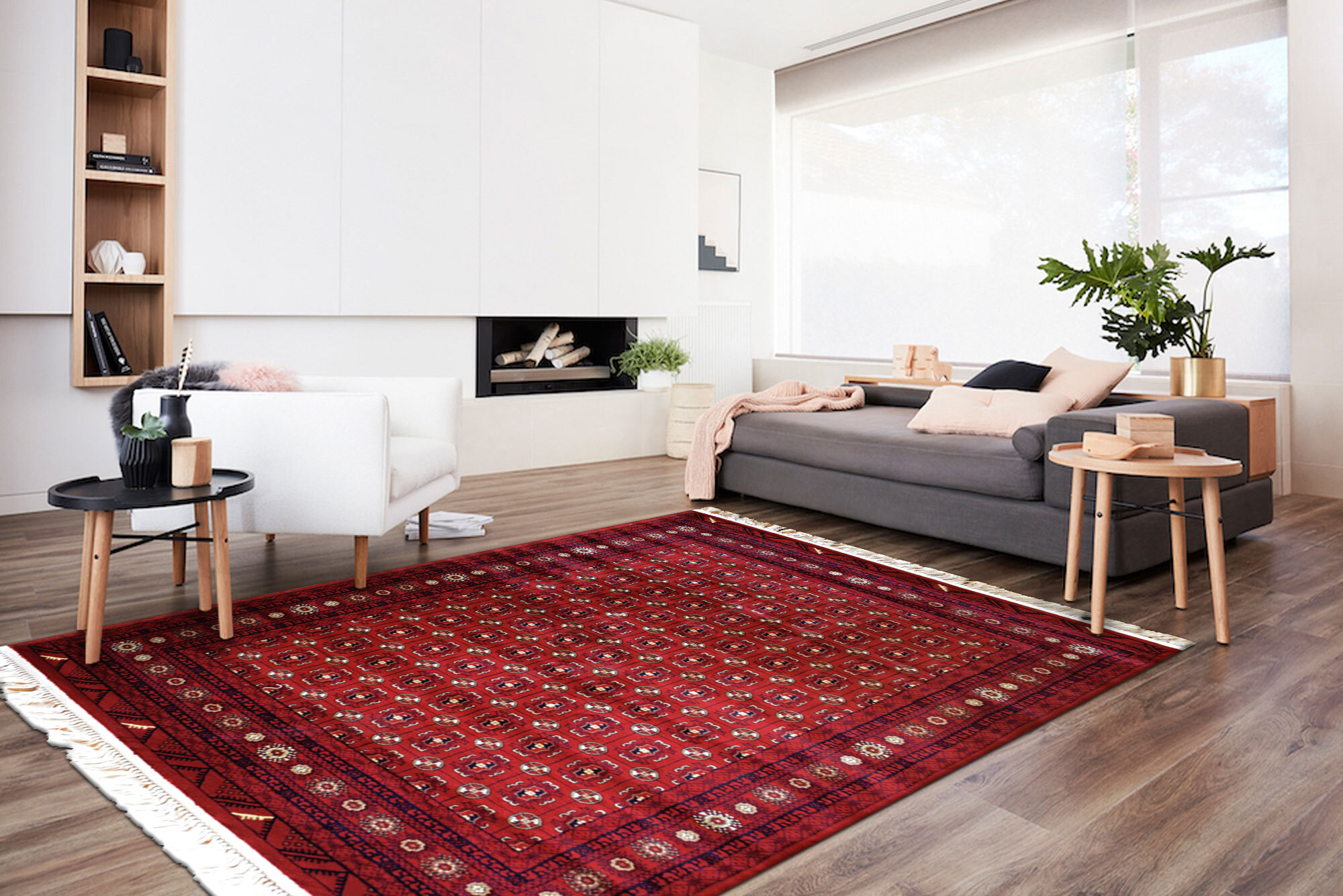Red Afghan Tribal Medallion Rug