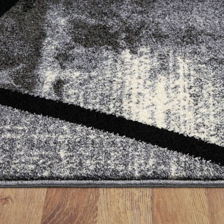 Large View Aria Black Modern Geometric Rug