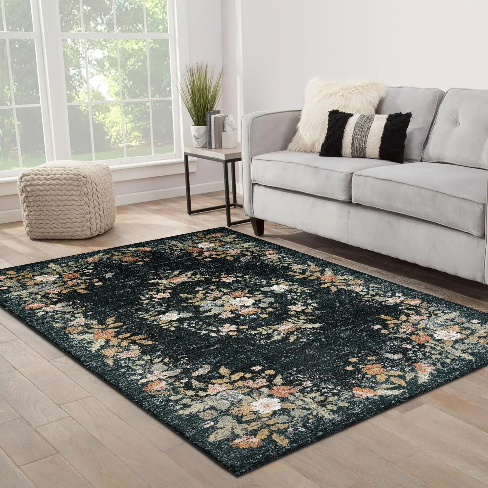 Large View Aubusson Floral Medallion Rug