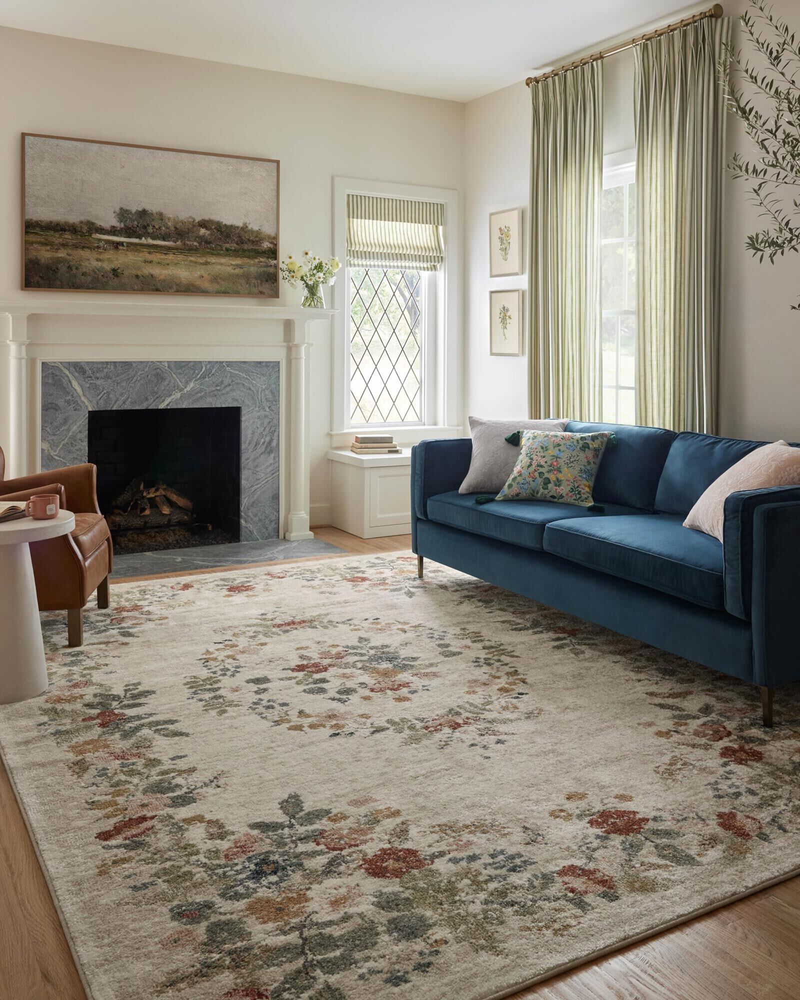 Large View Aubusson Floral Medallion Rug