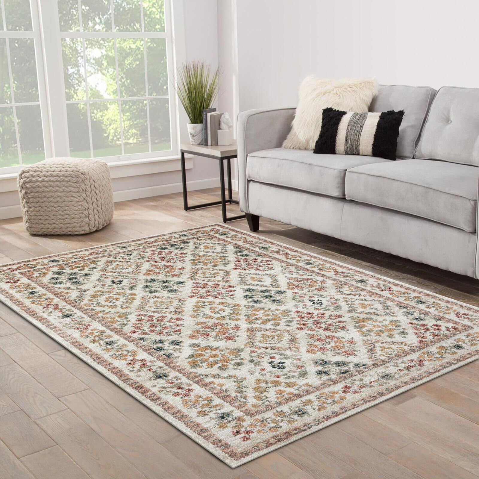 Large View Aubusson Floral Pattern Rug
