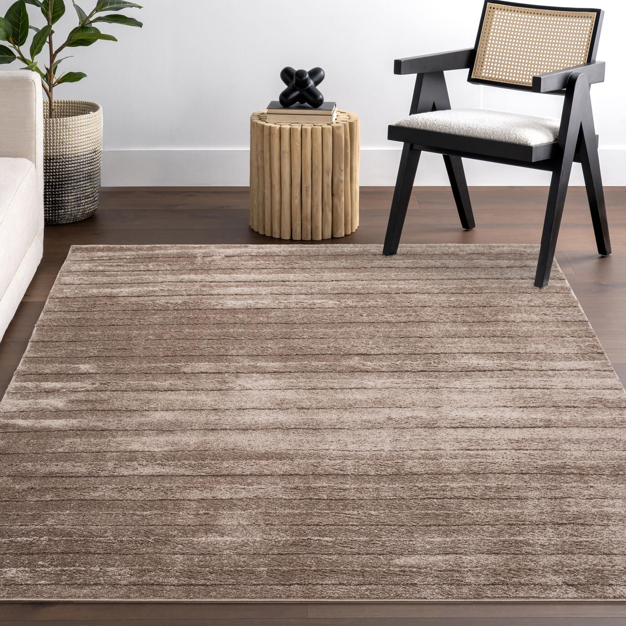 Large View Austin Plain Brown Striped Rug