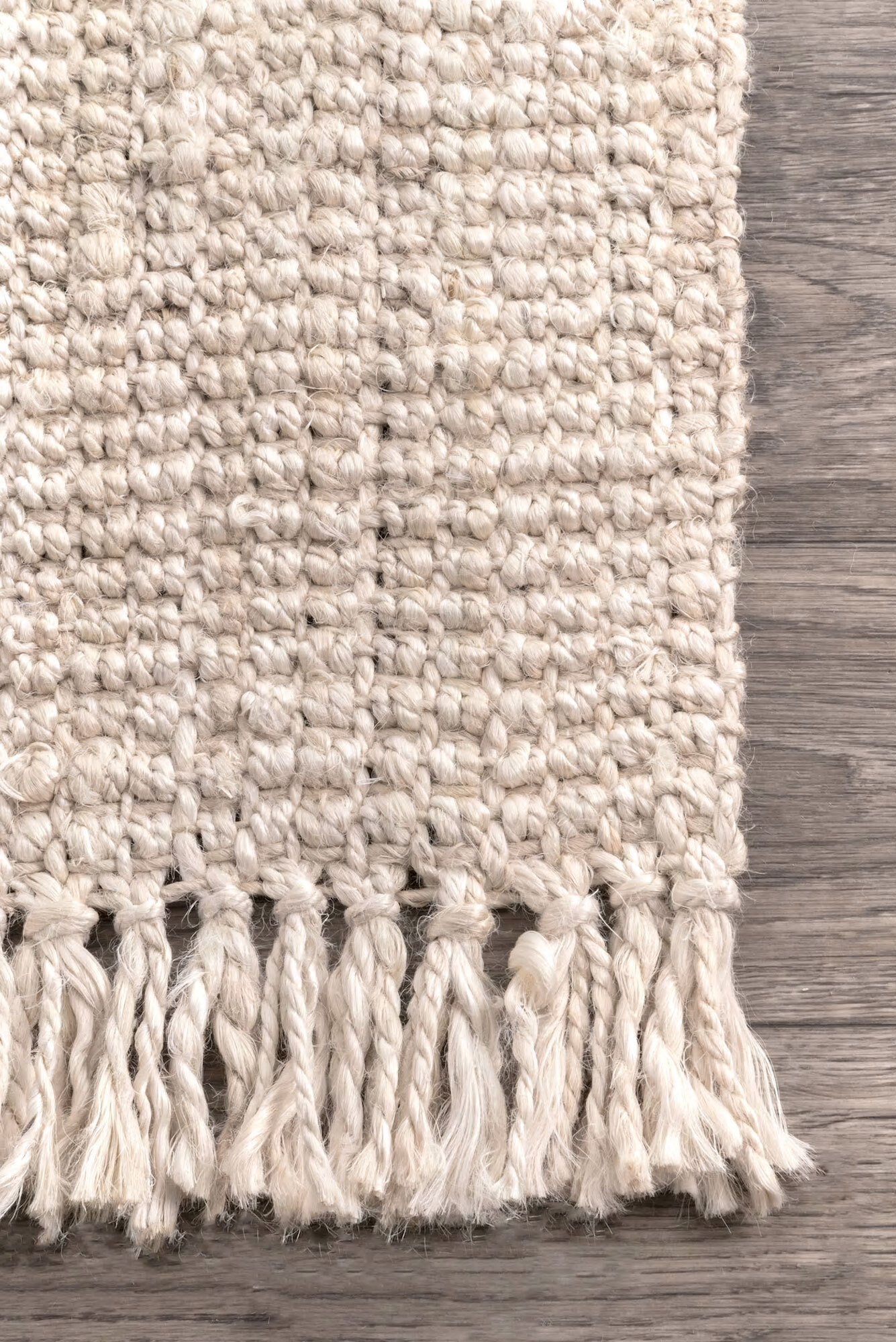 Large View Bleach Jute Hand Woven Rug