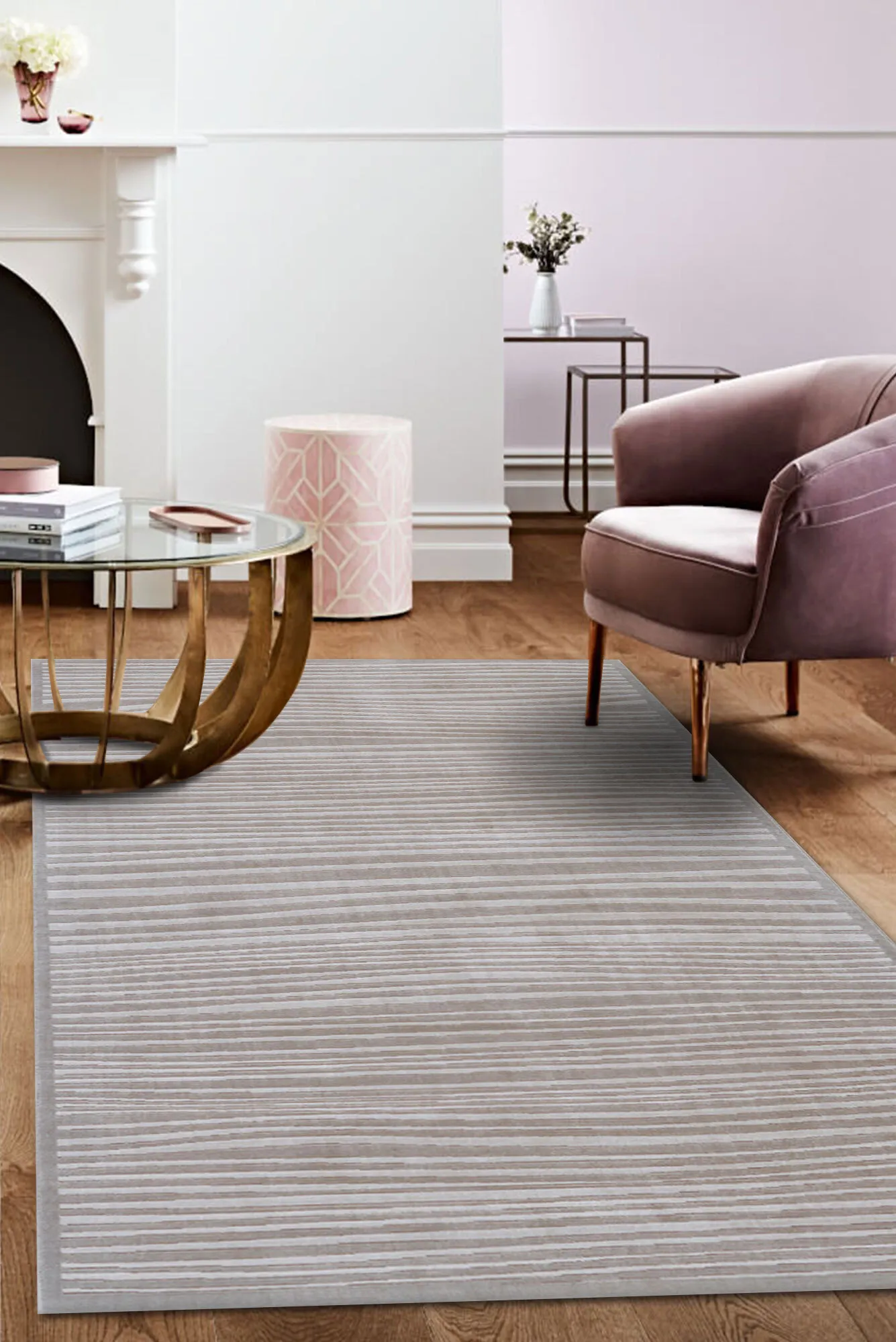 Large View Brigitte Contemporary Striped Rug