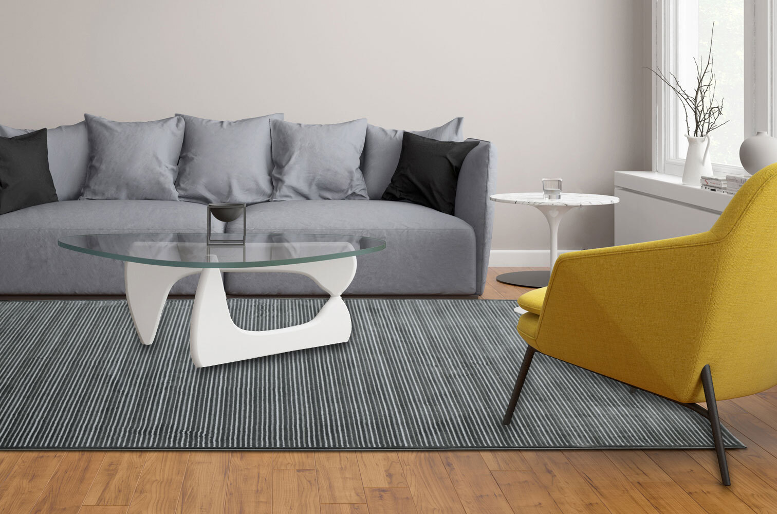 Large View Brigitte Modern Grey Striped Rug