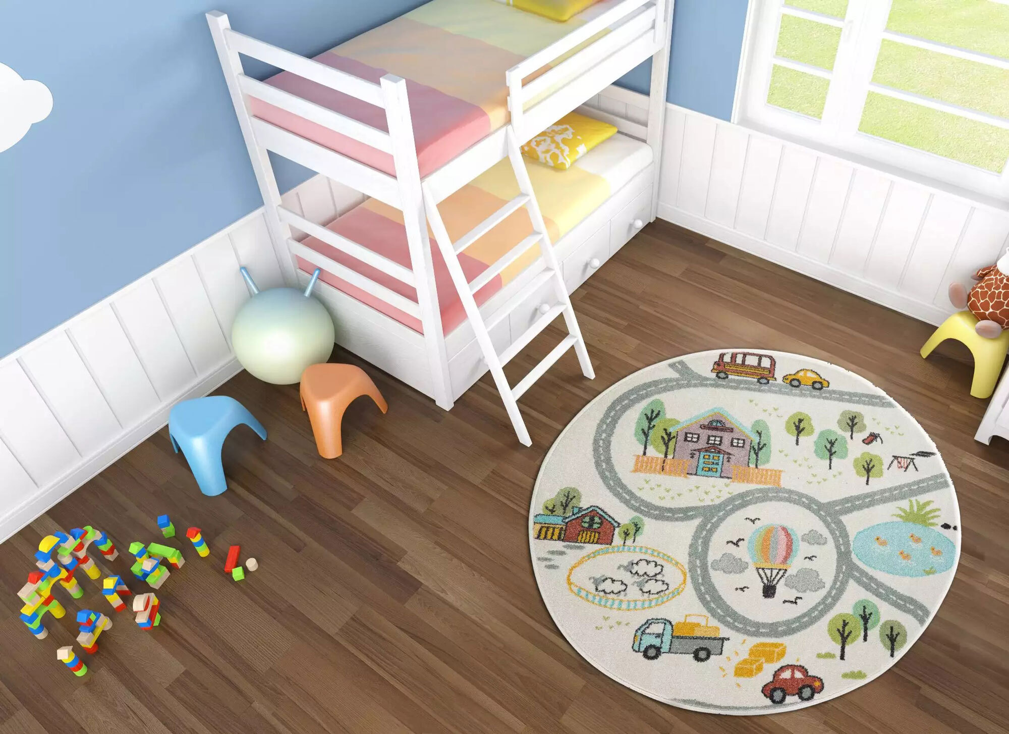 Large View Candy Road Kids Round Rug