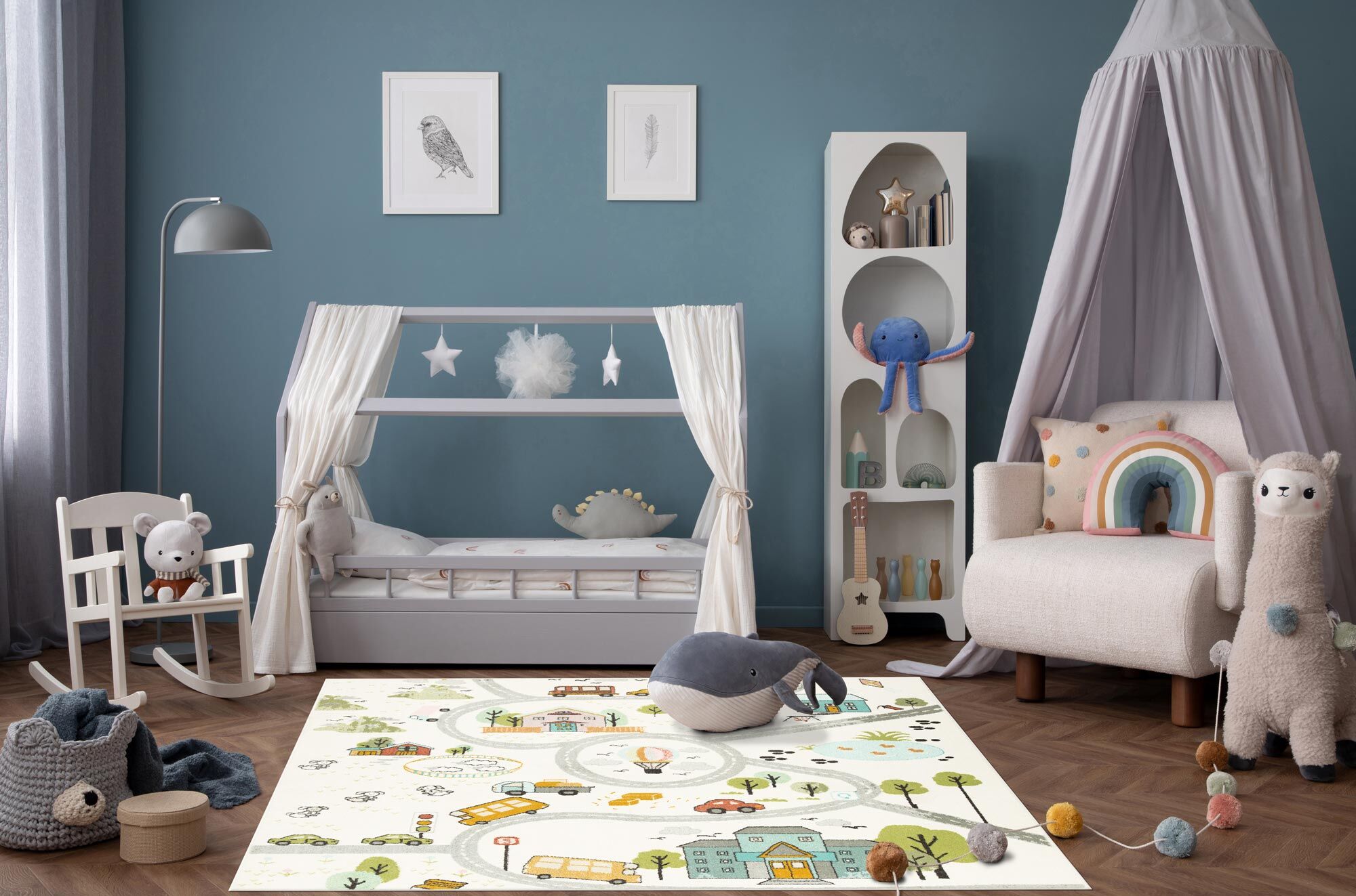 Large View Candy Road Kids Square Rug