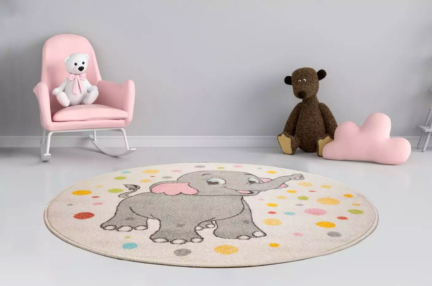 Candy Elephant Kids Round Rug