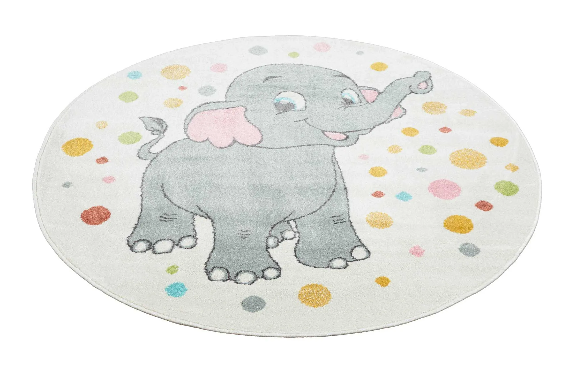 Large View Candy Elephant Kids Round Rug