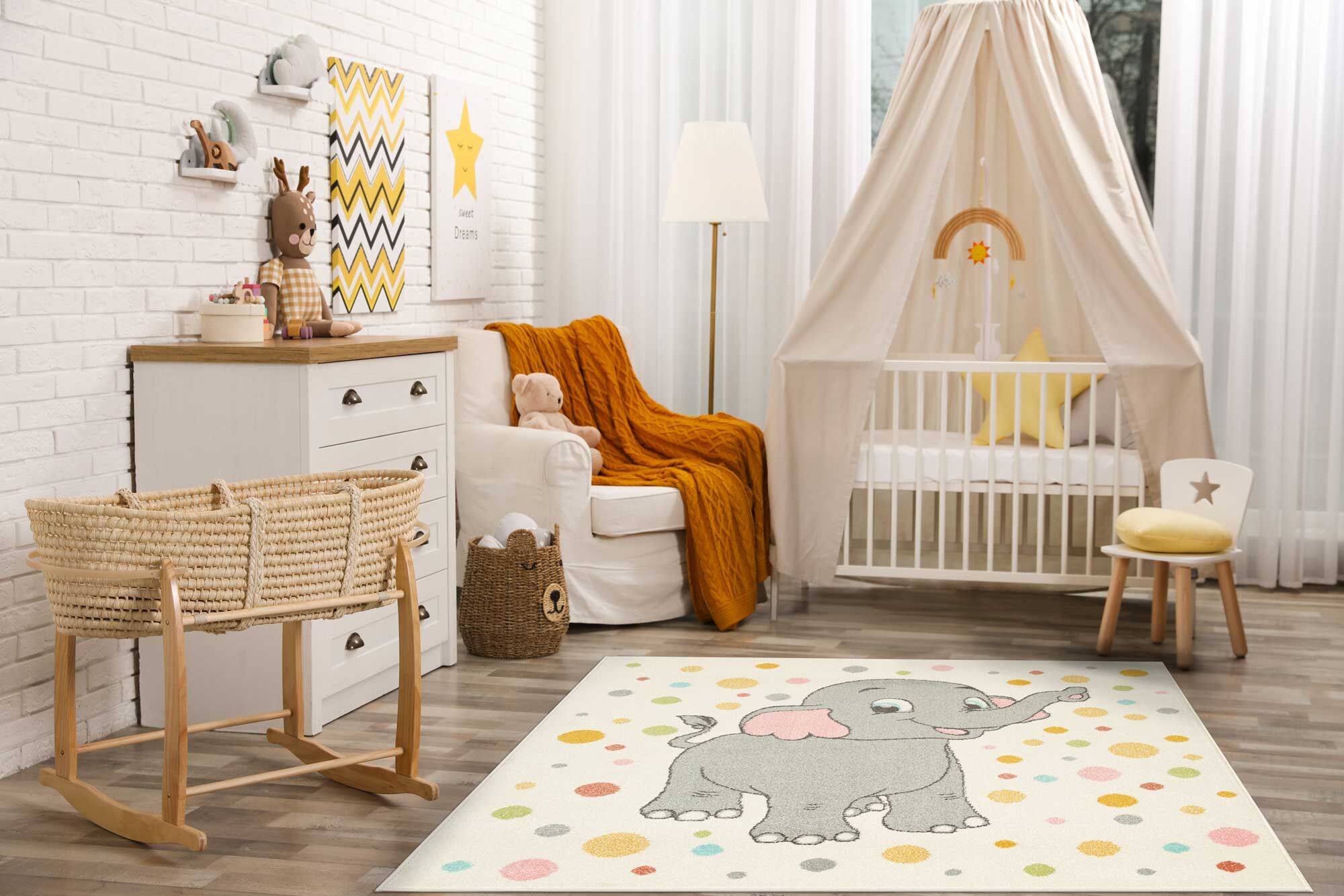 Large View Candy Elephant Kids Square Rug