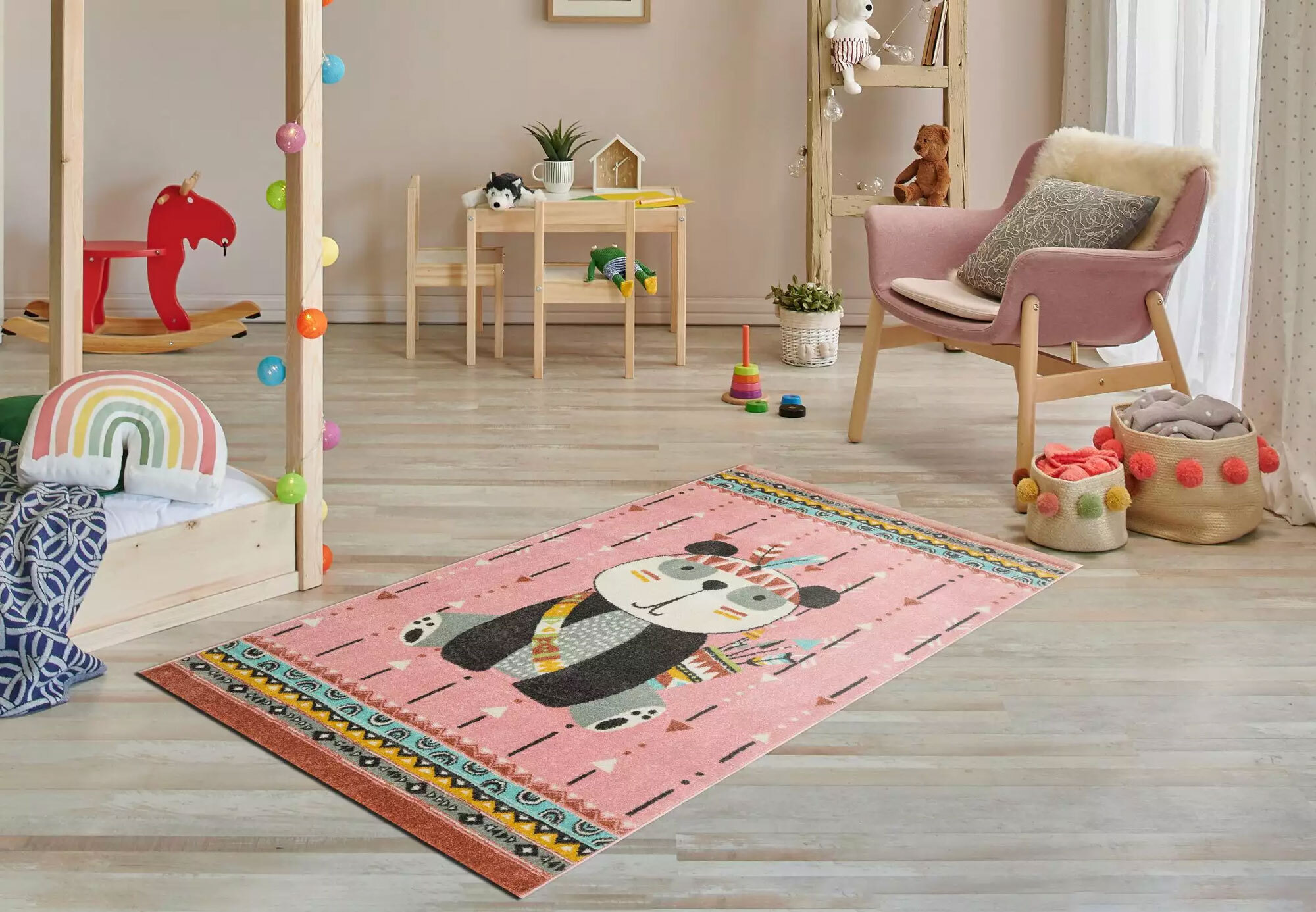 Candy Panda Bear Kids Rug