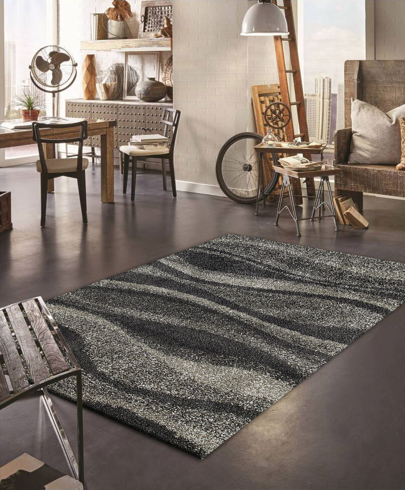 Large View Ciro Grey Wavy Shaggy Rug