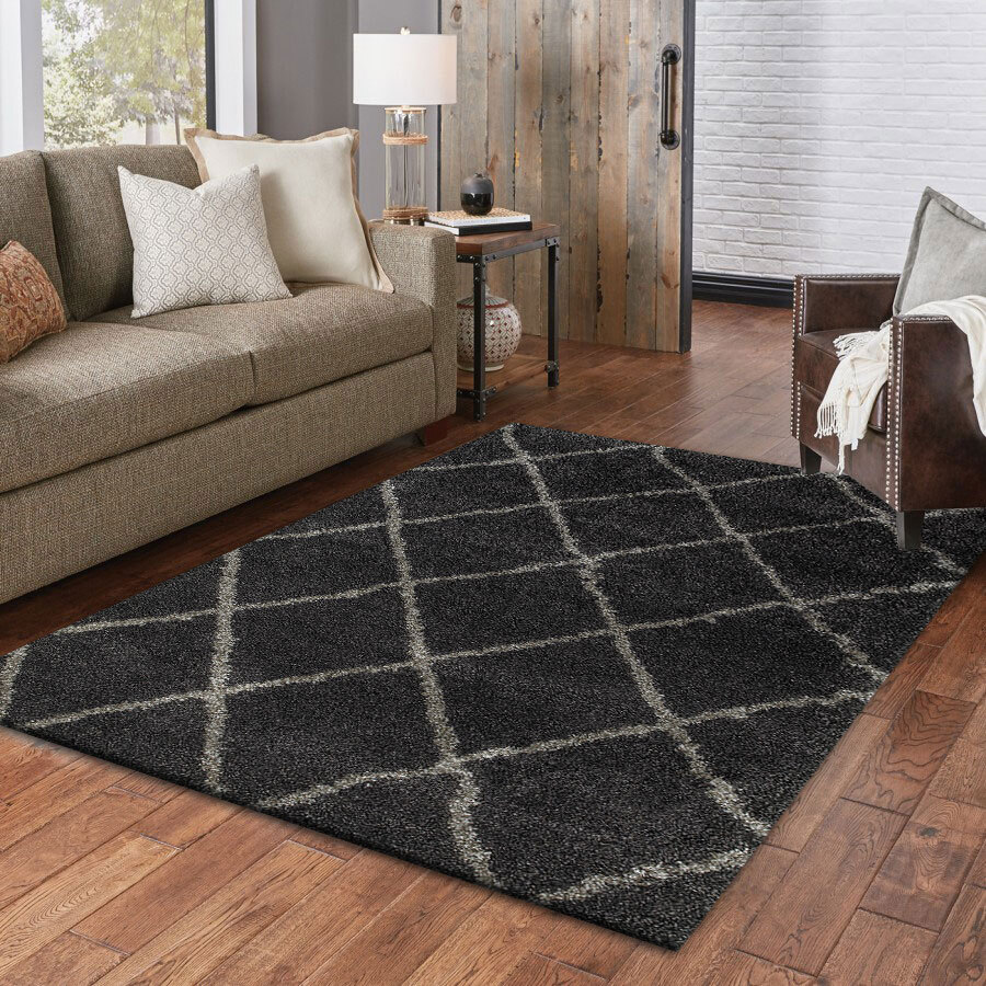 Ciro Black Moroccan Shaggy Rug